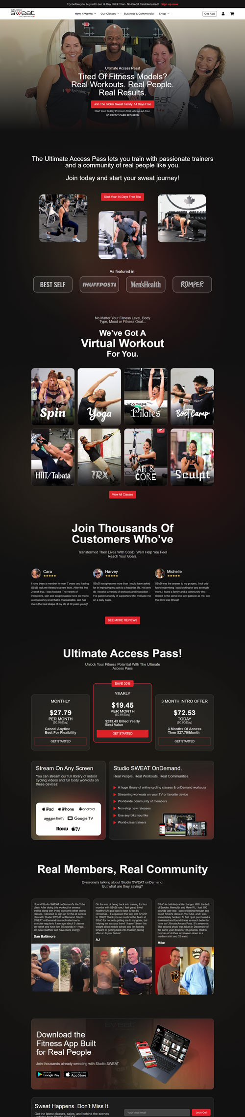 Studio SWEAT onDemand Full Website Experience